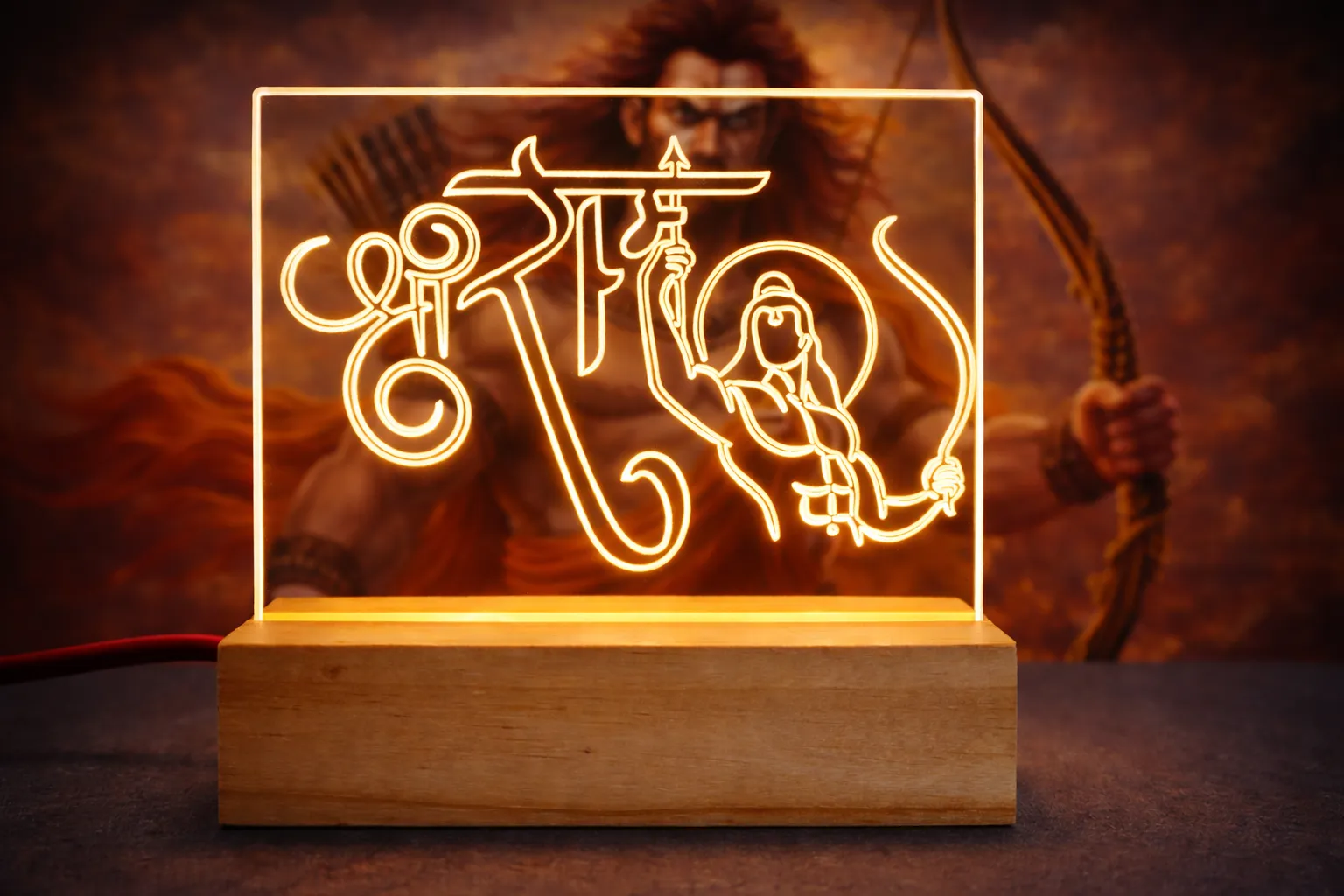 Jai Shree Ram lamp Light, Hindu Religious Home Decor Light